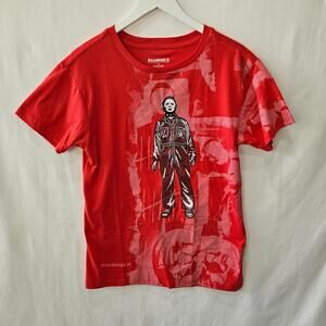 Halloween II Michael Myers Embroidered Graphic Red Tee Size Medium